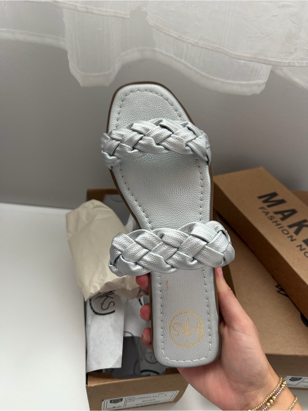 Women’s Braided Sandal in Silver